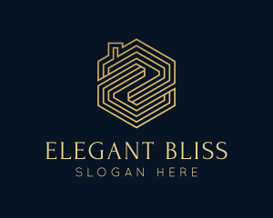 Elegant - Gold Hexagon Real Estate logo design