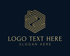 Premium - Gold Hexagon Real Estate logo design
