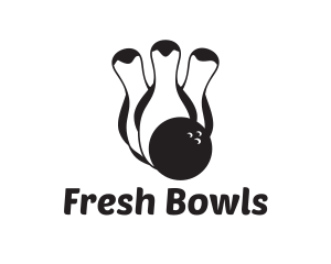 Penguin Bowling Pins logo design