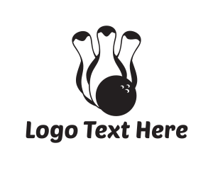 Black - Penguin Bowling Pins logo design