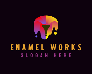 Enamel - Paintbrush Dripping Paint logo design