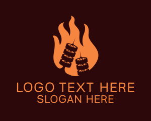 Food Delivery - Flame Grill Barbecue logo design