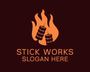 Stick - Flame Grill Barbecue logo design