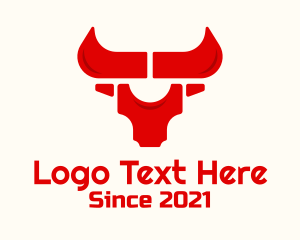 Bull Rider - Geometric Buffalo Head logo design