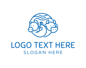 Meat Shop - Blue Animal Livestock logo design