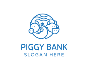 Piggy - Blue Animal Livestock logo design