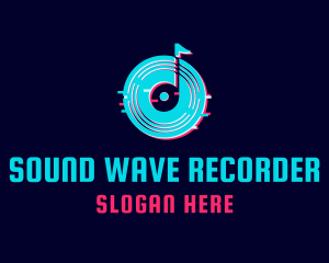 Glitch Record Music Note logo design