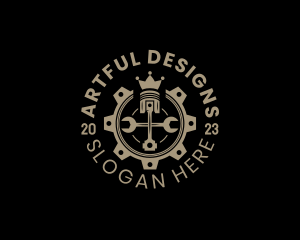 Royal Cog Piston logo design