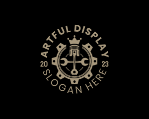 Royal Cog Piston logo design