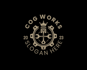 Royal Cog Piston logo design