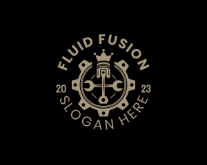 Royal Cog Piston logo design