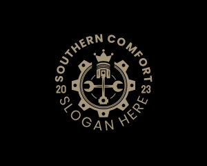 Royal Cog Piston logo design