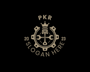 Royal Cog Piston logo design