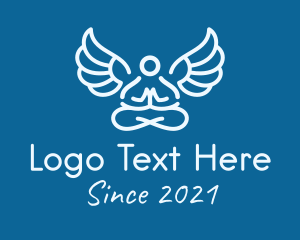 White - Minimalistic Meditating Angel logo design