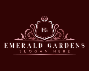 Elegant Floral Shield logo design