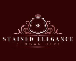 Elegant Floral Shield logo design