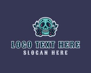 Tequila - Flower Leaf Skull logo design