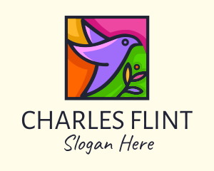 Floral - Bird Stained Glass logo design
