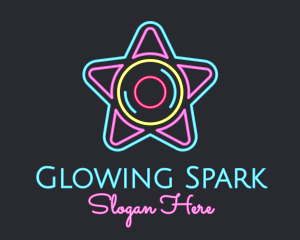 Neon Star Disc logo design