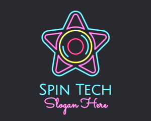 Turntable - Neon Star Disc logo design