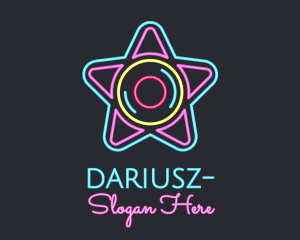 Rave - Neon Star Disc logo design