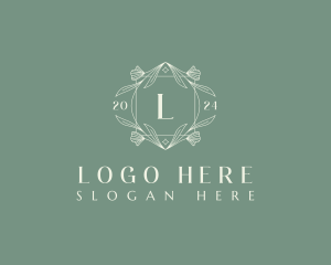 Emblem - Flower Leaves Ornament logo design