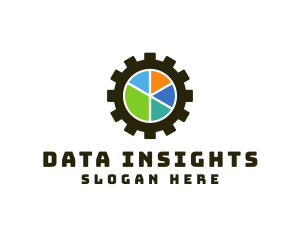 Stats - Gear Pie Chart logo design