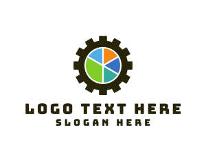 Wagon Wheel - Gear Pie Chart logo design