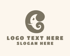 Negative  Space - Animal Elephant Letter C logo design