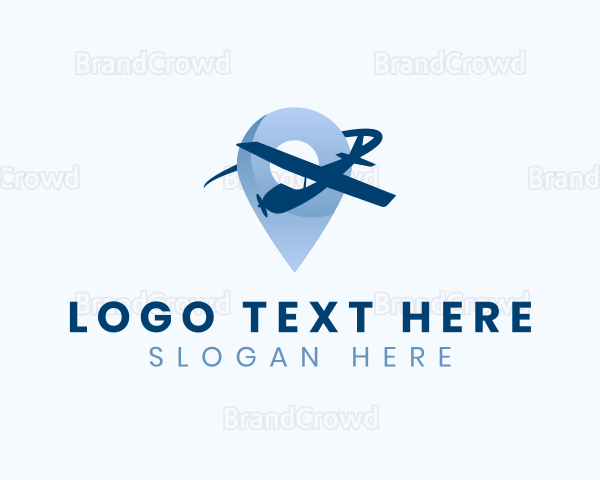 Airplane Location Pin Travel Logo