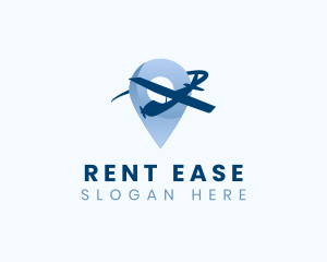 Airplane Location Pin Travel logo design