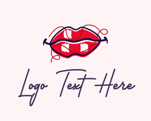 Lips - Red Lipstick Cosmetic logo design