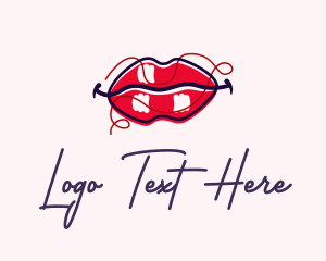 Red Lipstick Cosmetic Logo