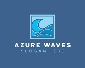 Surfing Ocean Wave logo design