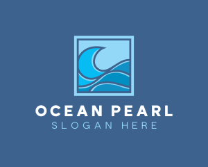 Surfing Ocean Wave logo design