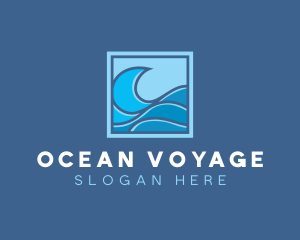 Surfing Ocean Wave logo design