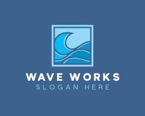 Surfing Ocean Wave logo design