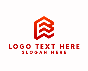 Building - Red Isometric Letter E logo design