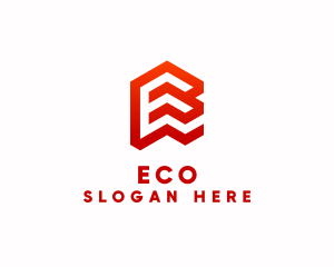 Structure - Red Isometric Letter E logo design