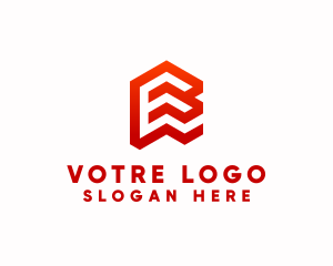 Structure - Red Isometric Letter E logo design