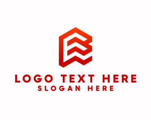 Room - Red Isometric Letter E logo design