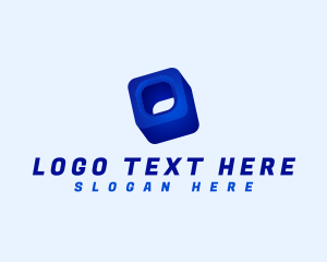 Block - 3D Cube Block logo design