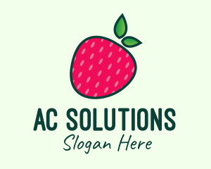 Red Organic Strawberry logo design