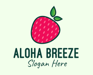 Red Organic Strawberry logo design