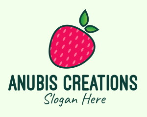 Red Organic Strawberry logo design