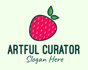 Red Organic Strawberry logo design