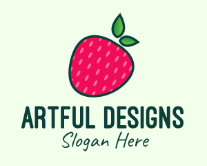 Red Organic Strawberry logo design