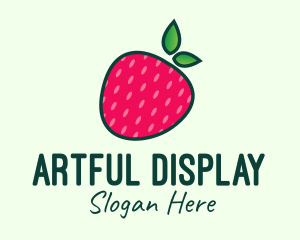 Red Organic Strawberry logo design