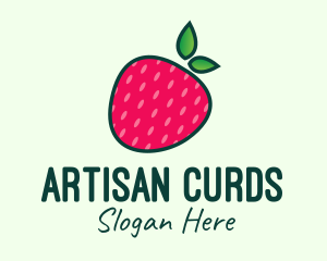 Red Organic Strawberry logo design