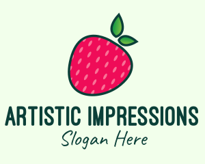 Red Organic Strawberry logo design